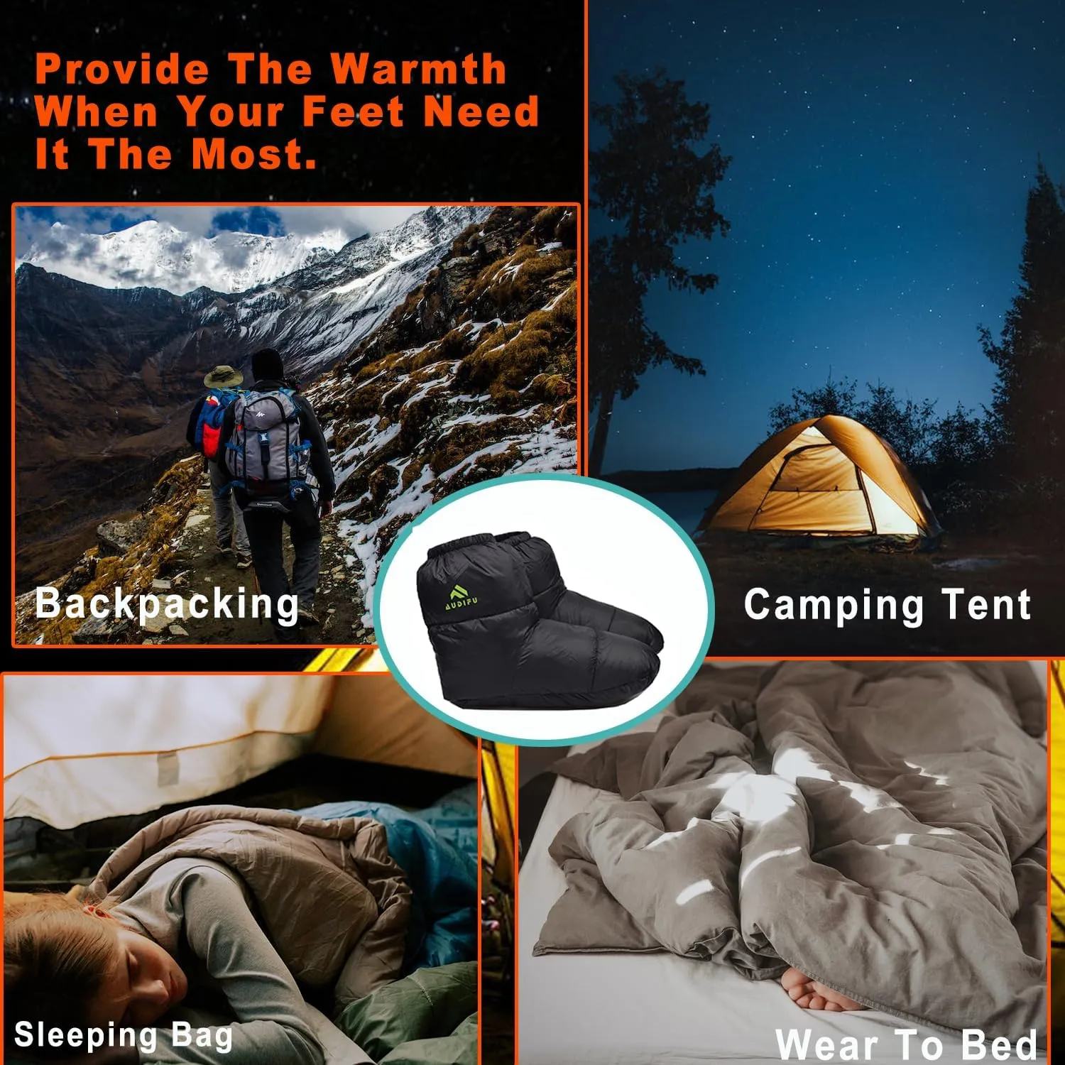 Down Booties Warm Socks Ultralight Sleeping Sock for Camping, Backpacking - Camp Sleeping Bag Tent Down Foot Warmer for Men & Women