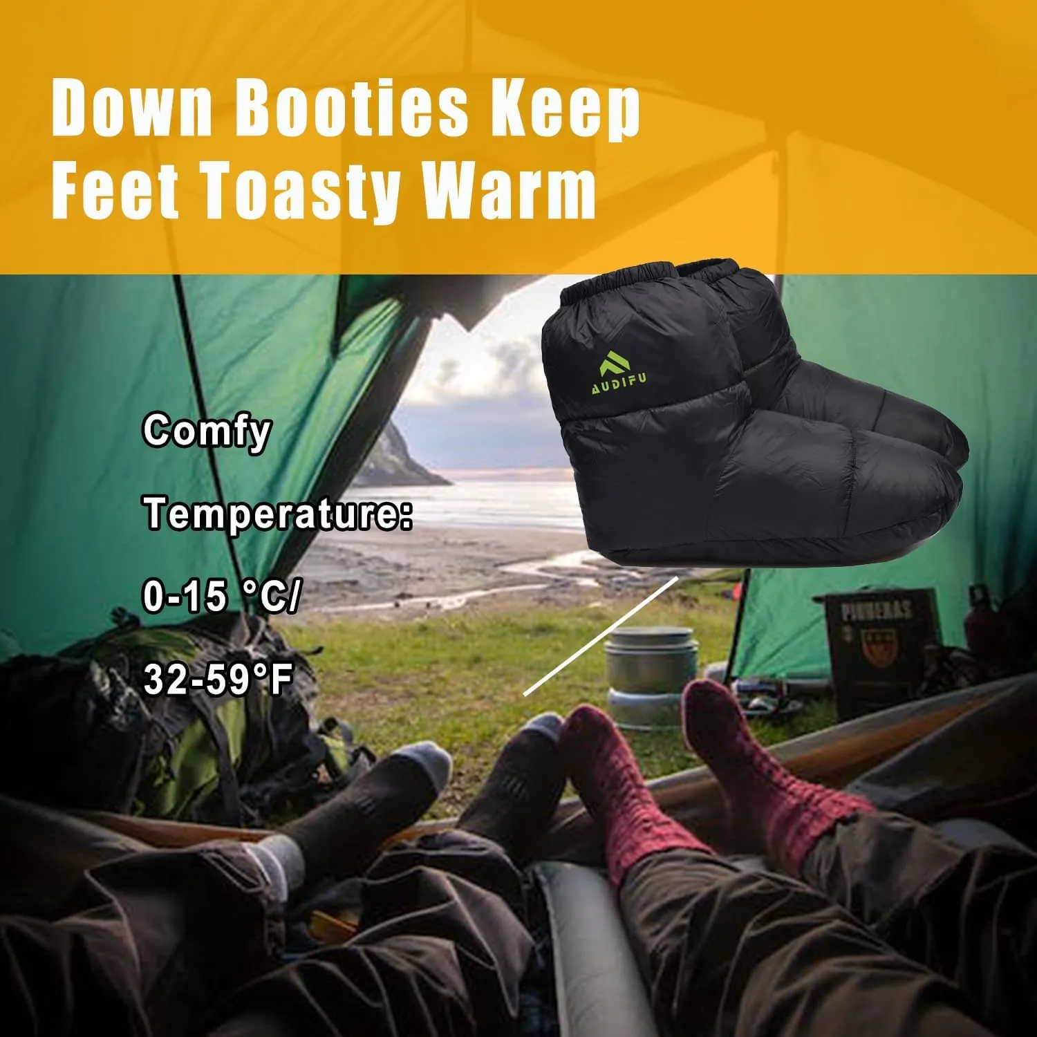 Down Booties Warm Socks Ultralight Sleeping Sock for Camping, Backpacking - Camp Sleeping Bag Tent Down Foot Warmer for Men & Women