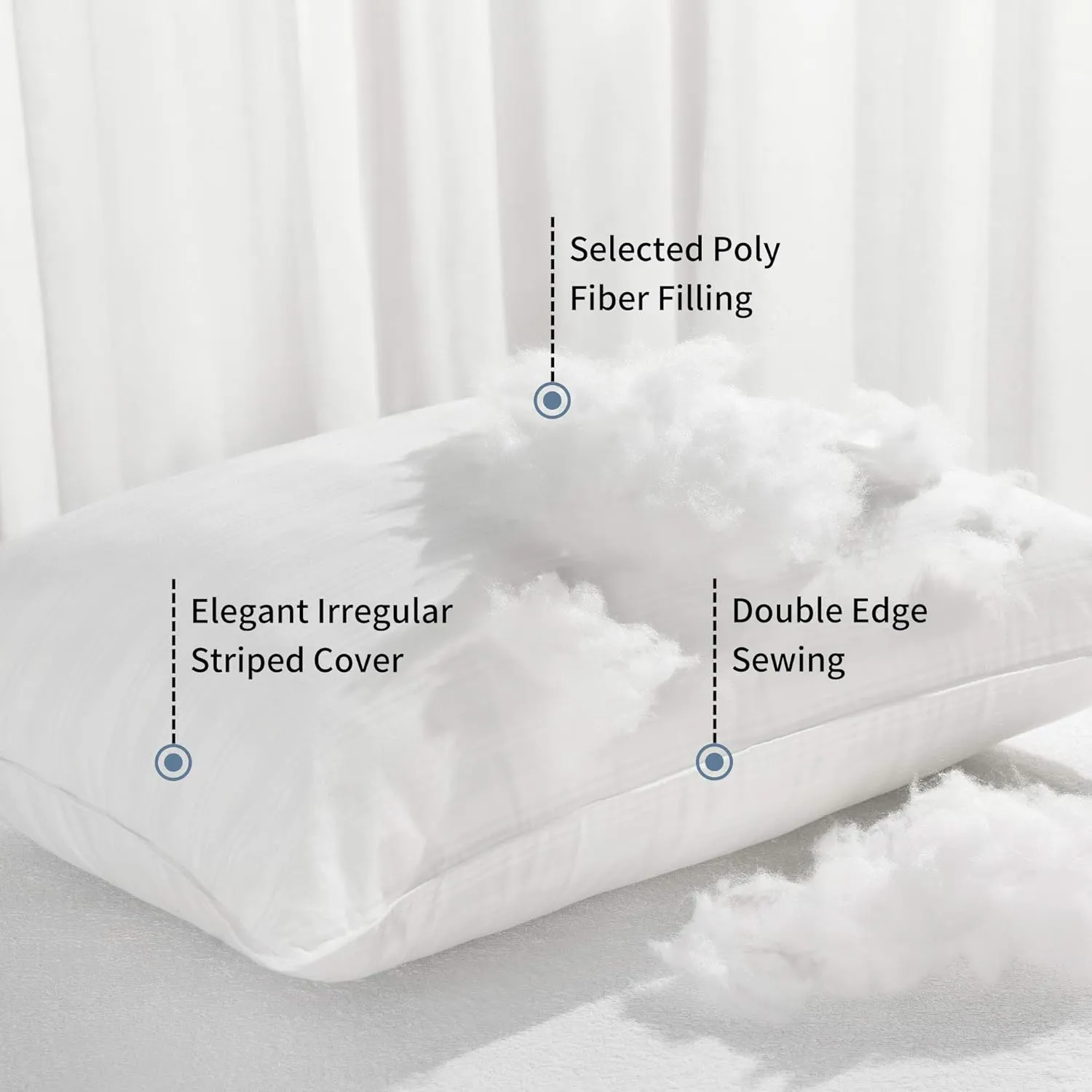 downluxe Down Alternative Pillows Queen Size Set of 2 - Hotel Collection Soft Bed Pillows for Sleeping, Perfect for Side, Back and Stomach Sleepers, 20 X 28