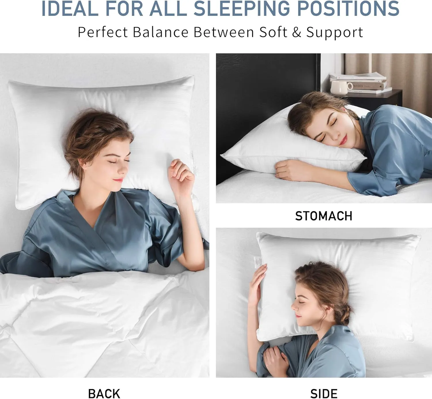 downluxe Down Alternative Pillows Queen Size Set of 2 - Hotel Collection Soft Bed Pillows for Sleeping, Perfect for Side, Back and Stomach Sleepers, 20 X 28