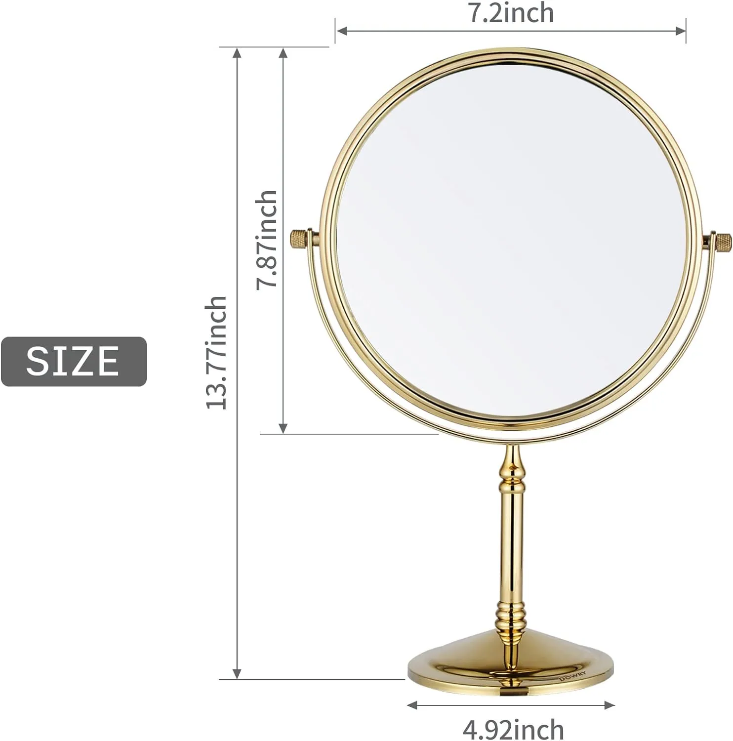 DOWRY Makeup Mirror 10x Magnification Vanity Mirror Tabletop Two-Sided Swivel Gold Finish(10X)