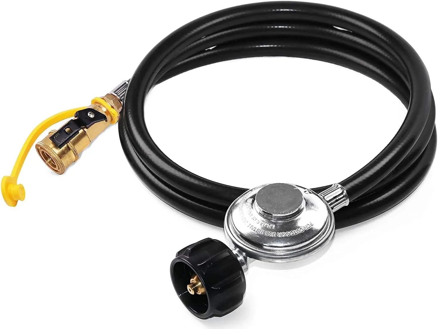 DOZYANT 6 Feet Quick Connect Propane Hose with Regulator Replacement for Olympian 5100, 5500 RV Grill Parts and Other Low Pressure LP Gas Grill, Heater, 1/4" Female Quick Connect Adapter x Acme Nut