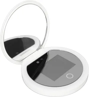 Dpofirs Portable Travel Compact Mirror with Camera for Sunscreen Test, 2X Magnification Lighted Mirror for Handbag Pocket, 3.5in Pocket Size L