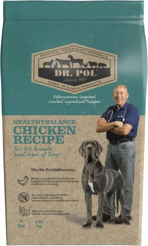 Dr. Pol Limited Ingredient Chicken Dog Food - Natural Healthy Balance Kibble, Single Meat Source, Vet Formulated for Allergies and Sensitive Stomachs, Made in USA, Chicken 4lb Bag
