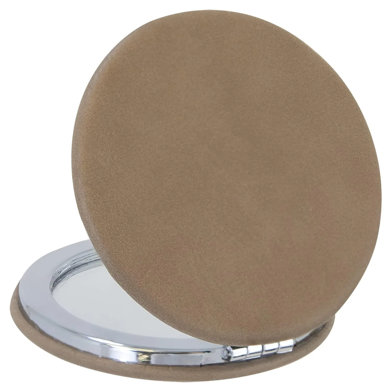 Dream Believe Achieve Light Brown Laser Engraved Leatherette Compact Mirror - Stylish and Practical Portable Makeup Mirror - 2.5 Inch Diameter
