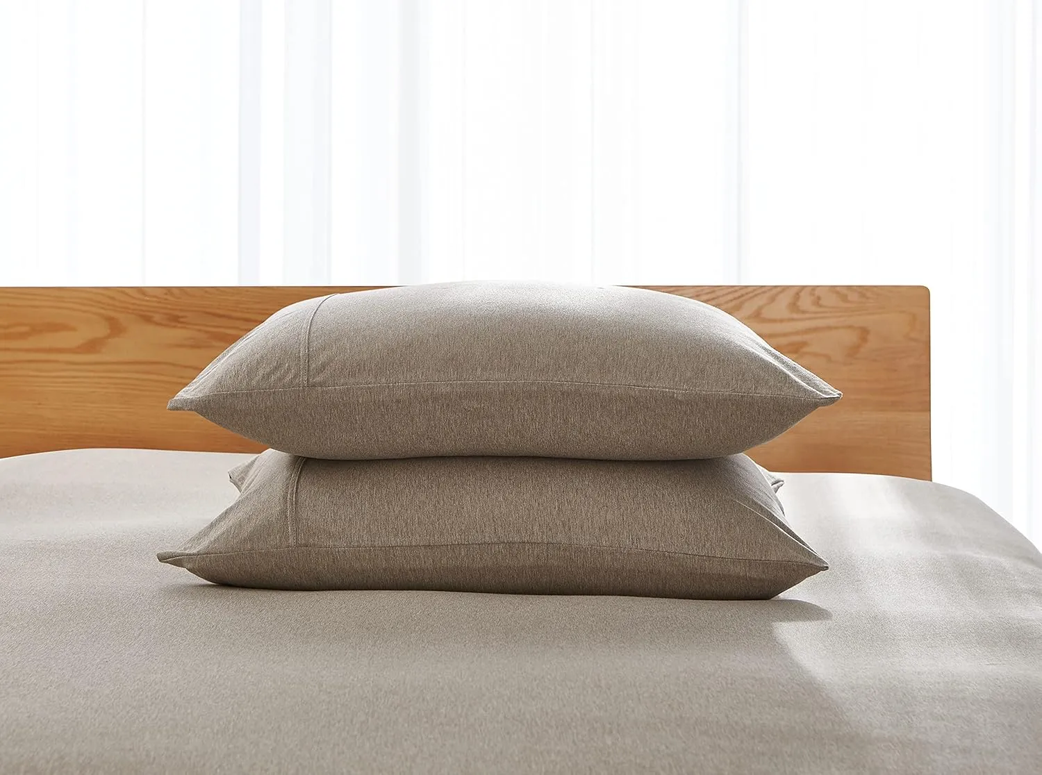 Dream Sunset 100% Cotton Jersey Knit Duvet Cover Set, Twin Size/Twin XL, Heather Brown, Breathable and Super Soft Skin Friendly Like T-Shirt, Zipper Closure, 1 Duvet Cover   1 Pillow case