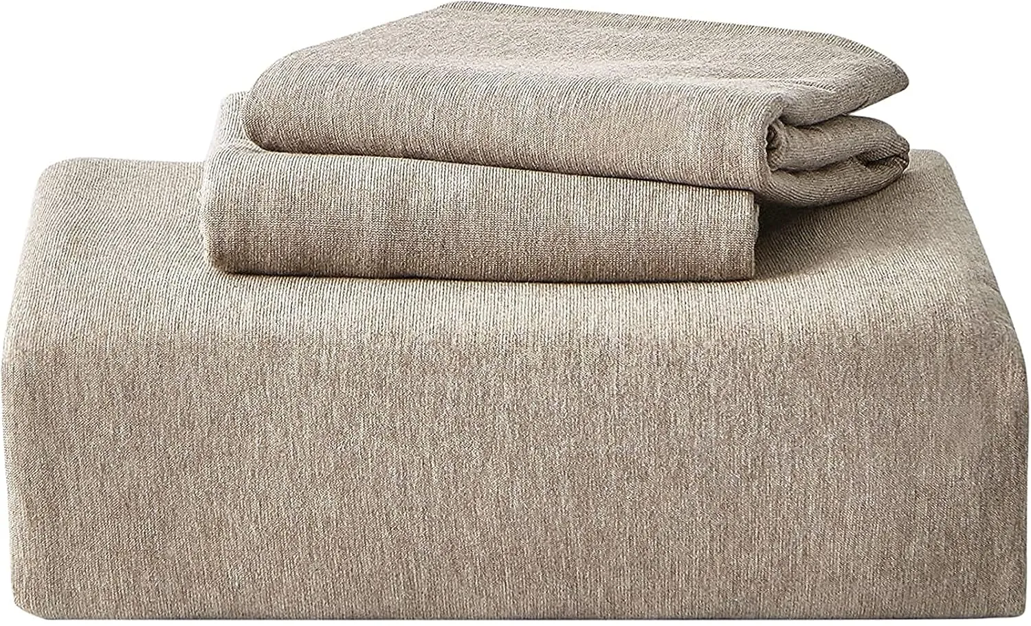 Dream Sunset 100% Cotton Jersey Knit Duvet Cover Set, Twin Size/Twin XL, Heather Brown, Breathable and Super Soft Skin Friendly Like T-Shirt, Zipper Closure, 1 Duvet Cover   1 Pillow case