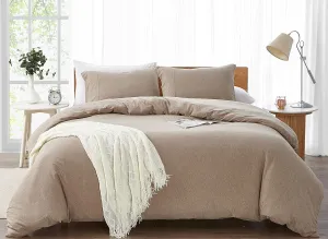 Dream Sunset 100% Cotton Jersey Knit Duvet Cover Set, Twin Size/Twin XL, Heather Brown, Breathable and Super Soft Skin Friendly Like T-Shirt, Zipper Closure, 1 Duvet Cover   1 Pillow case