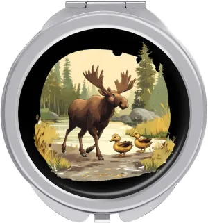 Duck Moose Compact Makeup Mirror Mini Foldable Cosmetic Mirror Portable Travel Mirror for Purse Pocket