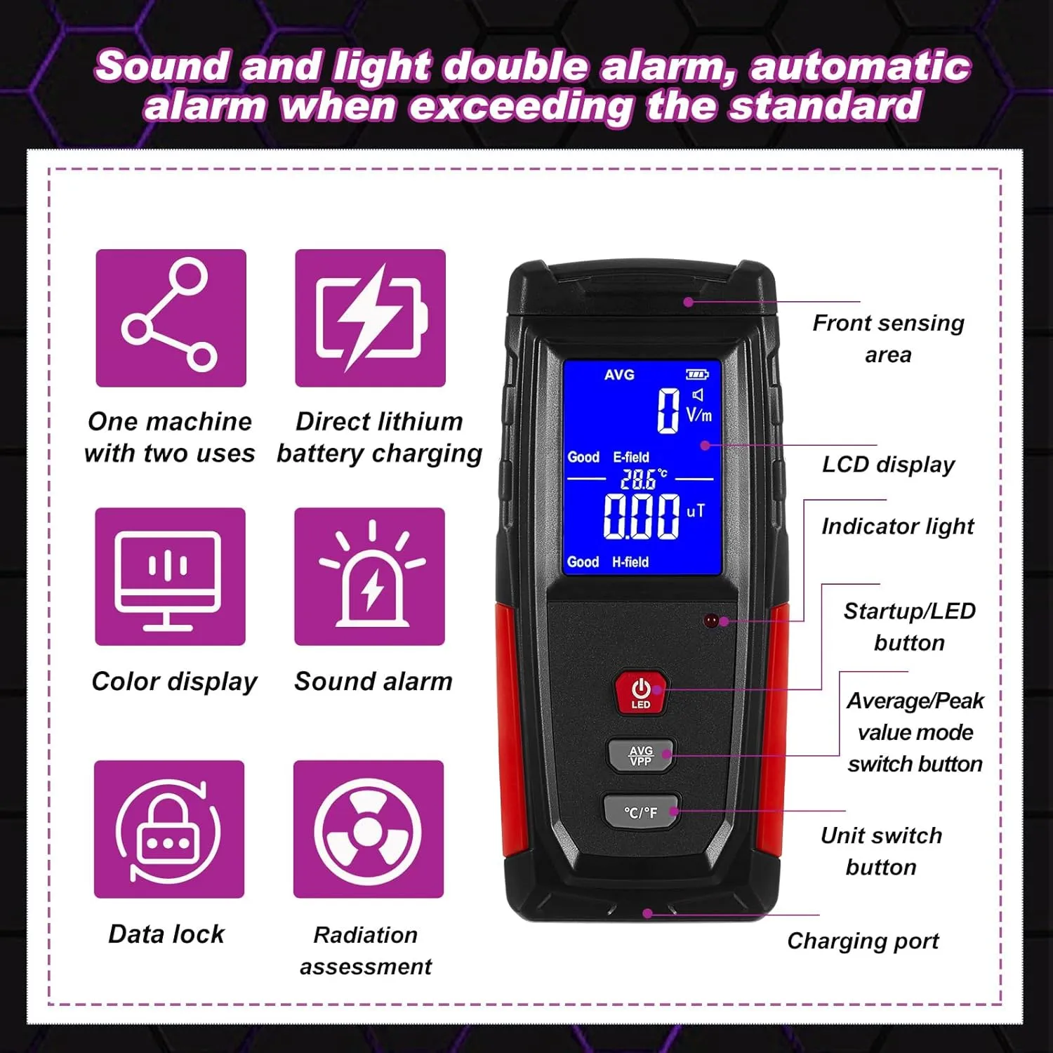 Dunzy 8 Pcs Ghost Hunting Equipment Kit, Include 1 Emf Meter 1 Spirit Ghost Hunting Research Case 1 Voice Recorders 1 Flashlight 1 Speaker 2 Motion Light up Cat Balls and 1 Fm Radio(Emf Meter 2)