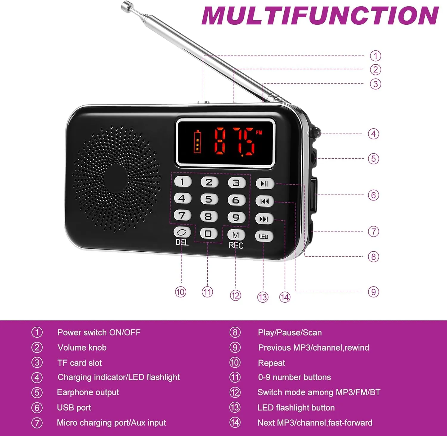 Dunzy 8 Pcs Ghost Hunting Equipment Kit, Include 1 Emf Meter 1 Spirit Ghost Hunting Research Case 1 Voice Recorders 1 Flashlight 1 Speaker 2 Motion Light up Cat Balls and 1 Fm Radio(Emf Meter 2)