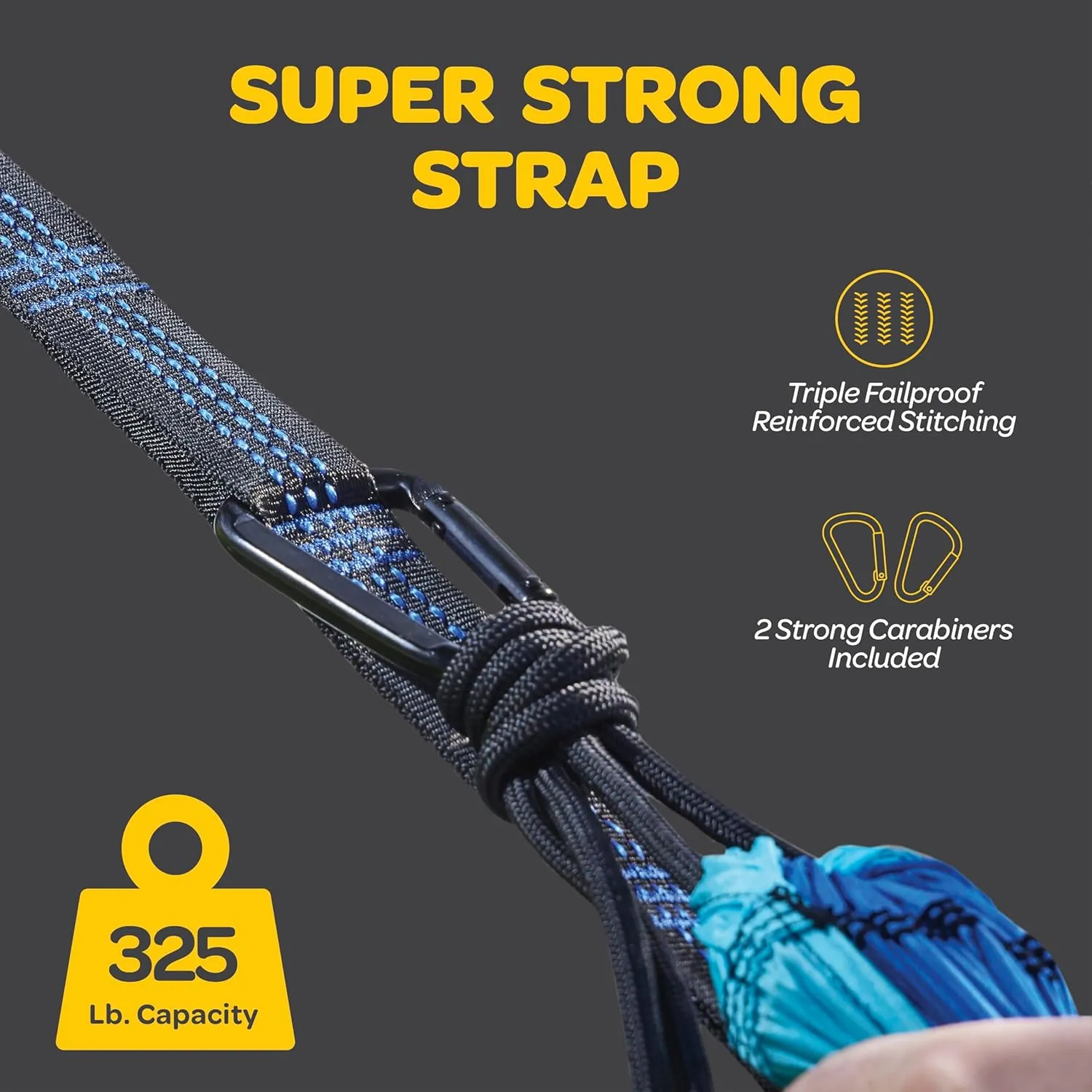Durable Hammock 400 lb Capacity, Nylon Camping Hammock Chair - Double or Single Sizes w/Tree Straps and Attached Carry Bag - for Travel/Backpacking/Beach/Backyard (Medium, Dark Blue & Forest Green)