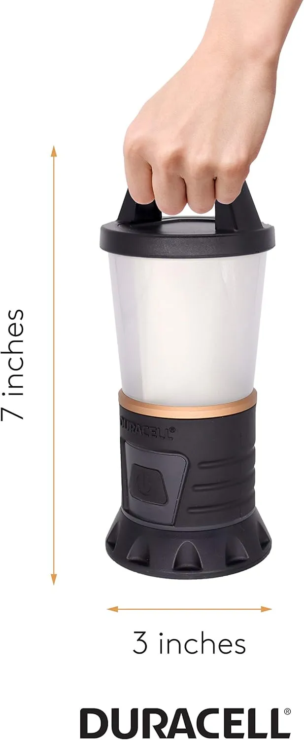 Duracell 600 Lumen LED Lantern with 360° & 180° lighting for Camping, Fishing, & Emergency Use - 5 Modes and 3-AA Batteries Included