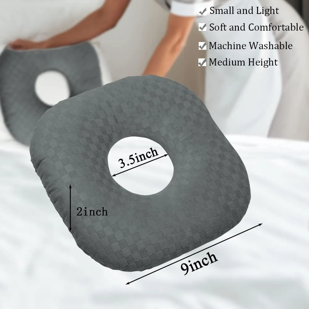 Ear Piercing Pillow for Side Sleepers, Pillow with an Ear Hole for CNH and Ear Pain Ear Inflammation Pressure Sores, O-Shaped Side Sleeping Pillow, Ear Guard Pillow (Dark Gray)