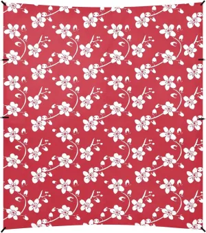 Easter Floral Cherry Red Beach Tent UPF50  Easy Setup Outdoor Sun Shade with Sturdy Poles, Sandbags and Shovel for Camping, Picnics, Backyard & Fishing