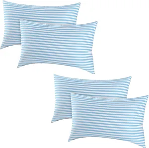 EIUE Bed Pillows for Sleeping 4 Pack，Pillows for Side and Back Sleepers,Super Soft Down Alternative Microfiber Filled Pillows (Sky Blue, Queen (Pack of 4))