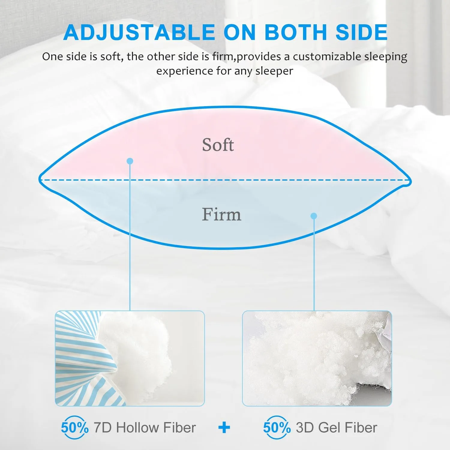 EIUE Bed Pillows for Sleeping 4 Pack，Pillows for Side and Back Sleepers,Super Soft Down Alternative Microfiber Filled Pillows (Sky Blue, Queen (Pack of 4))