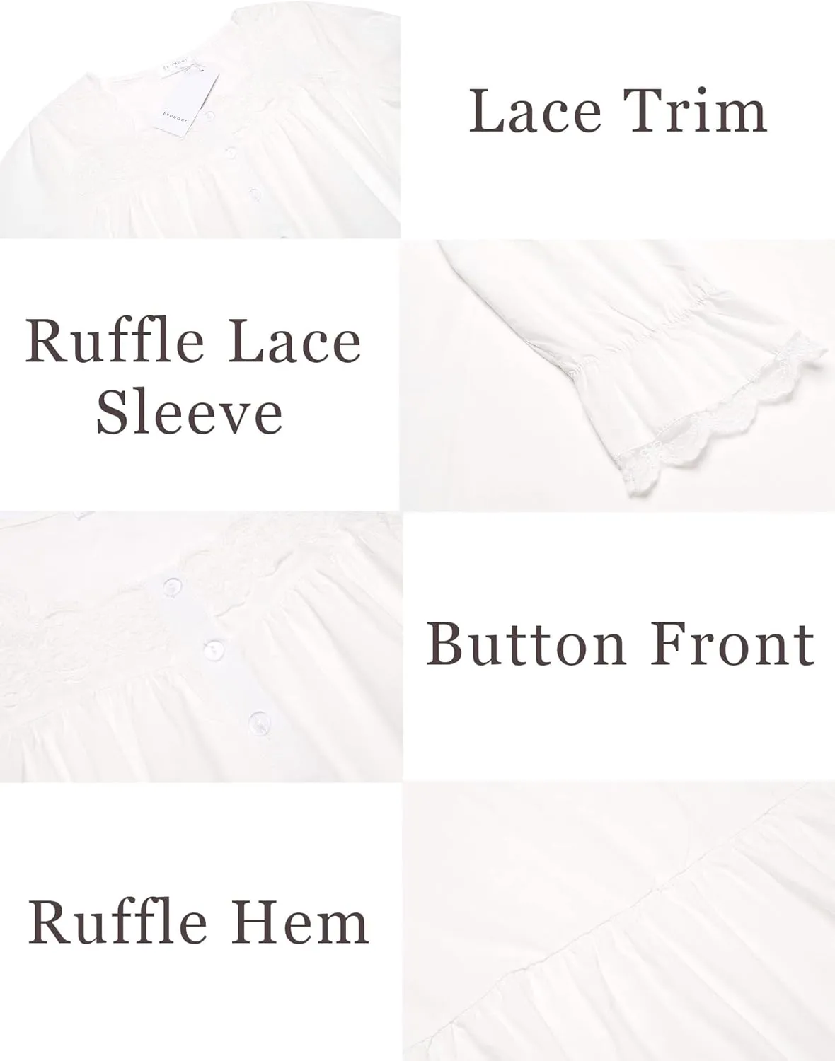 Ekouaer Victorian Nightgown 100% Cotton Long Sleeve Vintage Old Fashioned Gown for Women