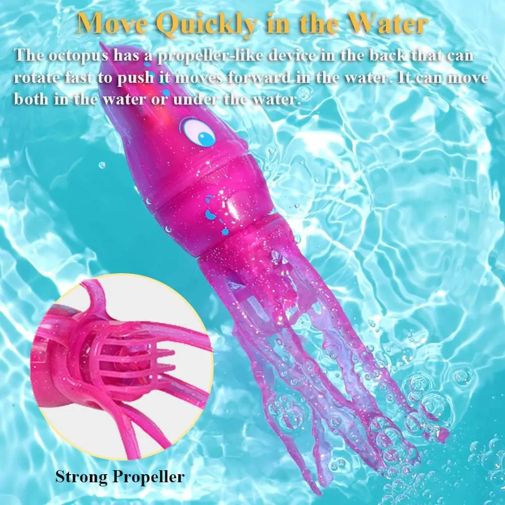 Electric Octopus Bath Toy, Swimming Octopus Pool Toy Simulated Octopus Tub Toy Electric Octopus Bathtub Toy with Lights (Green)