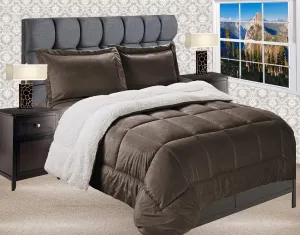 Elegant Comfort Premium Quality Heavy Weight Micromink Sherpa-Backing Reversible Down Alternative Micro-Suede 2-Piece Comforter Set, Twin, Chocolate Brown