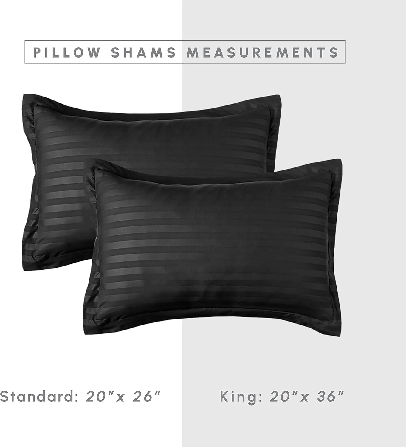 Elegant Comfort Wrinkle Resistant - Silky Soft Dobby Stripe Bed-in-a-Bag 8-Piece Comforter Set - King Black