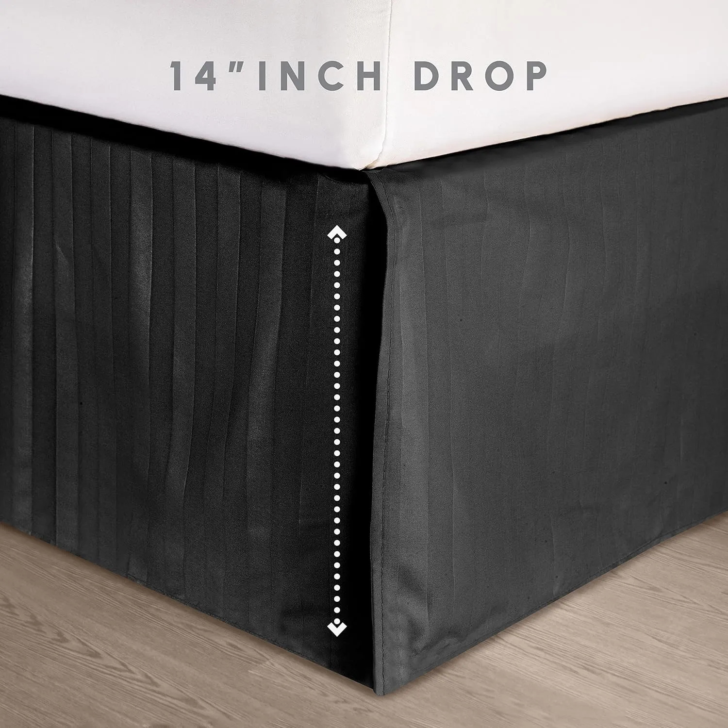 Elegant Comfort Wrinkle Resistant - Silky Soft Dobby Stripe Bed-in-a-Bag 8-Piece Comforter Set - King Black