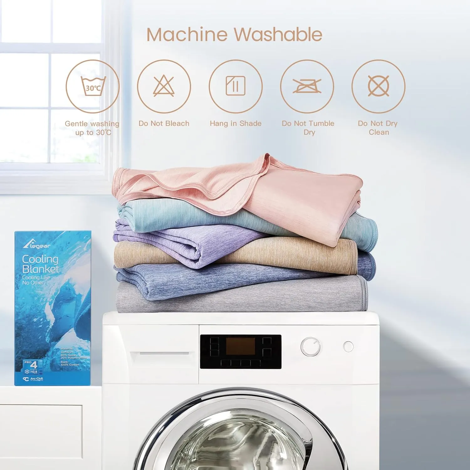 Elegear Revolutionary Cooling Blanket Queen Size Absorbs Heat, Keep Adult/Children/Babies Cool on Warm Nights, Japanese Q-Max>0.4 Arc-Chill Cooling Fiber, Summer Blanket for Night Sweat - Beige,Adult