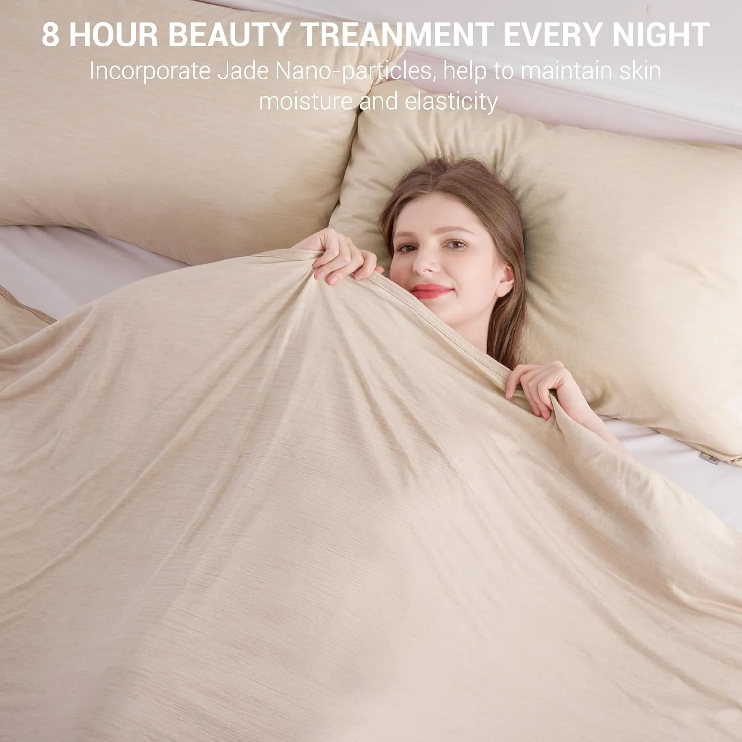 Elegear Revolutionary Cooling Blanket Queen Size Absorbs Heat, Keep Adult/Children/Babies Cool on Warm Nights, Japanese Q-Max>0.4 Arc-Chill Cooling Fiber, Summer Blanket for Night Sweat - Beige,Adult