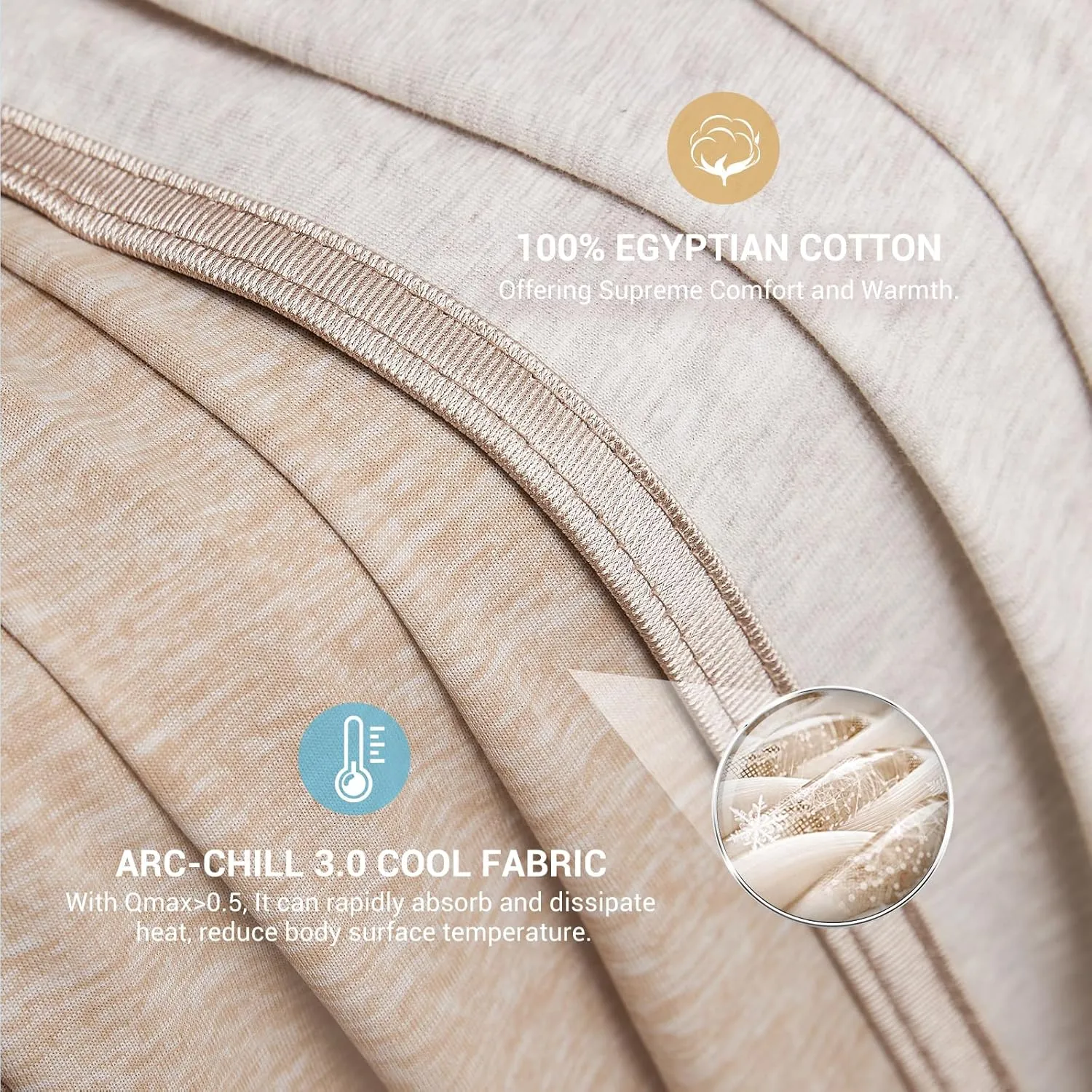 Elegear Revolutionary Cooling Blanket Queen Size Absorbs Heat, Keep Adult/Children/Babies Cool on Warm Nights, Japanese Q-Max>0.4 Arc-Chill Cooling Fiber, Summer Blanket for Night Sweat - Beige,Adult