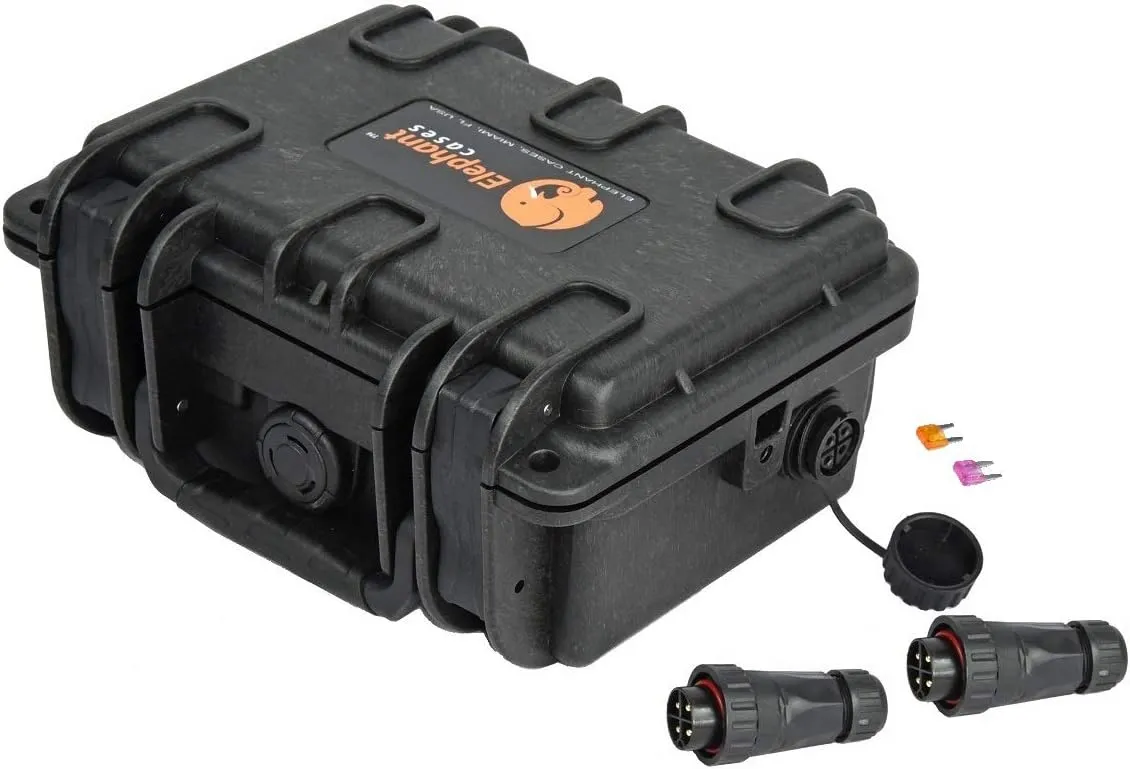 Elephant B095S4 Kayak Battery Box Waterproof Battery Enclosure for Powering GPS, Fish Finders, Led Lights, Aerator Pump (4 pin Single)
