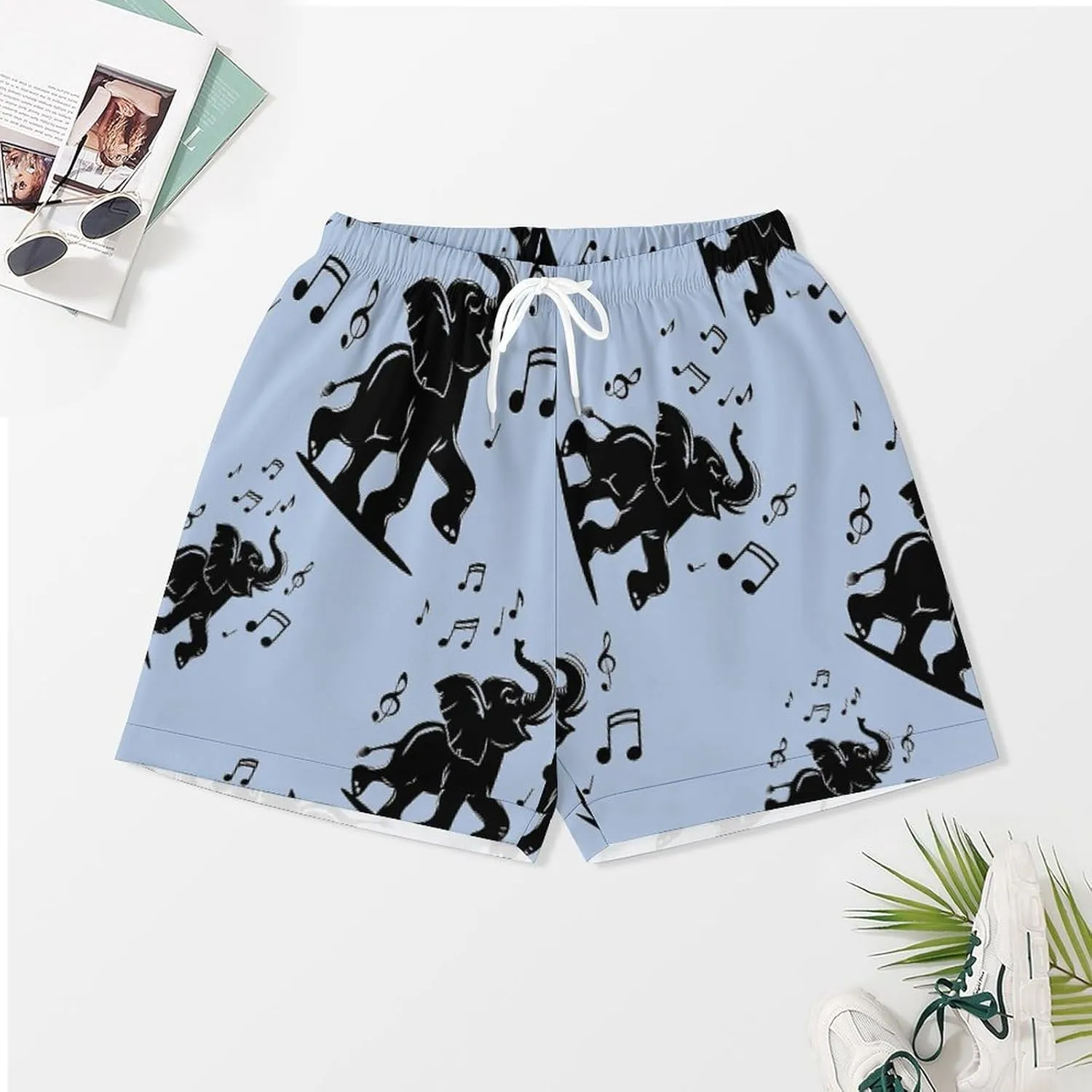 Elephant Music Women's Satin Pajama Set Short Sleeve Button Down Sleepwear Loungewear Pj Set