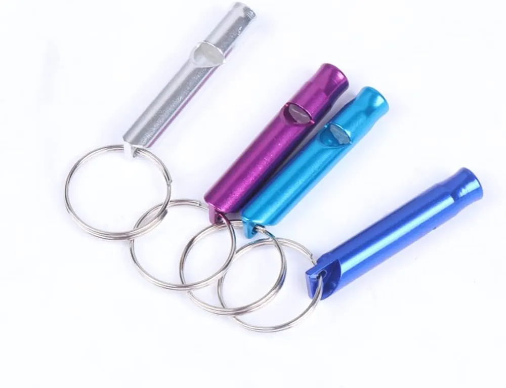 Emergency Aluminum Whistles for Hiking Camping Climbing Portable Survival Gadgets with Key Ring for