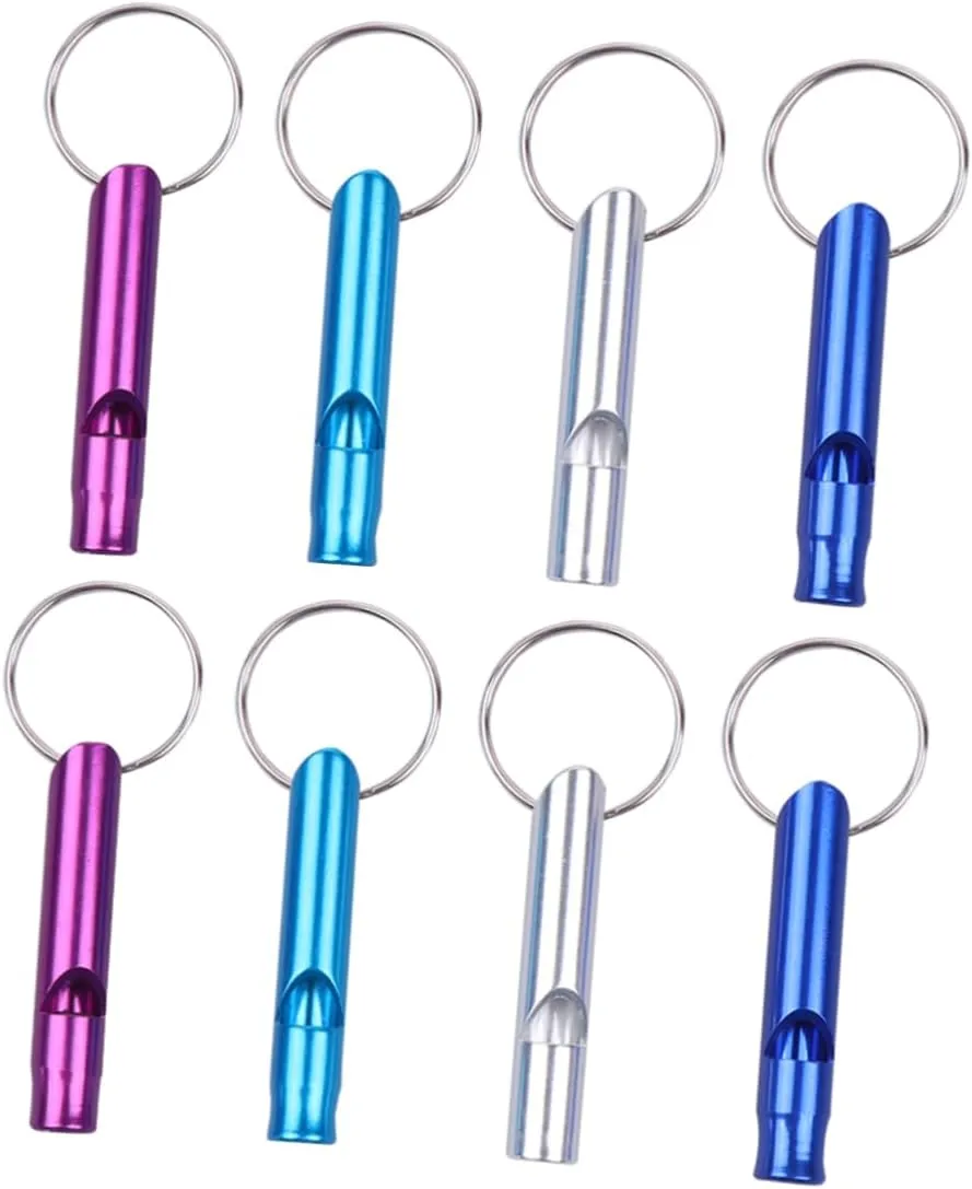 Emergency Aluminum Whistles for Hiking Camping Climbing Portable Survival Gadgets with Key Ring for