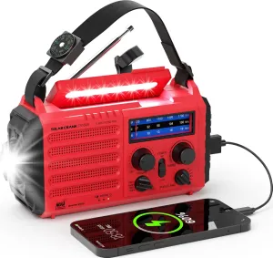 Emergency Solar Hand Crank Radio, AM/FM/SW NOAA Weather Alert Radio, Flashlight, Reading Lamp, SOS Alarm for Survival Home Outdoor Hurricane
