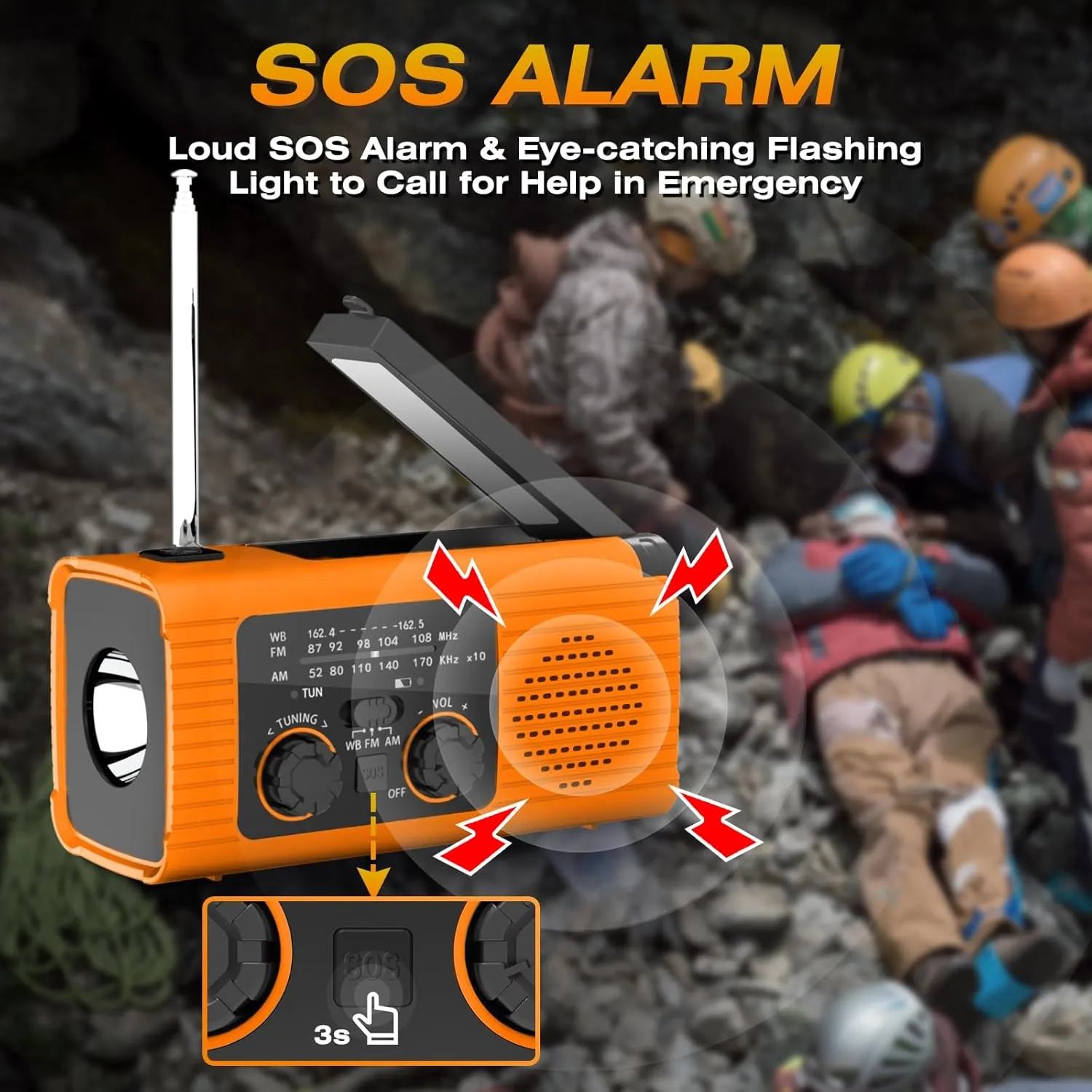 Emergency Weather Radio NOAA/AM/FM with 4000mAh Portable Emergency Kit, USB/Solar/Hand Crank Charging, Flashlight, SOS Alarm, Radios for Outdoor Indoor Hurricane Camping Survival Essentials