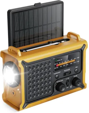 Emergency Weather Radio with Large Solar Panel, Efficient Hand Crank & Real 12000mAh Battery | AM/FM/NOAA Bands, LED Flashlight, Reading Lamp, SOS Alarm & Phone Charger for Camping, Blackout, Survival