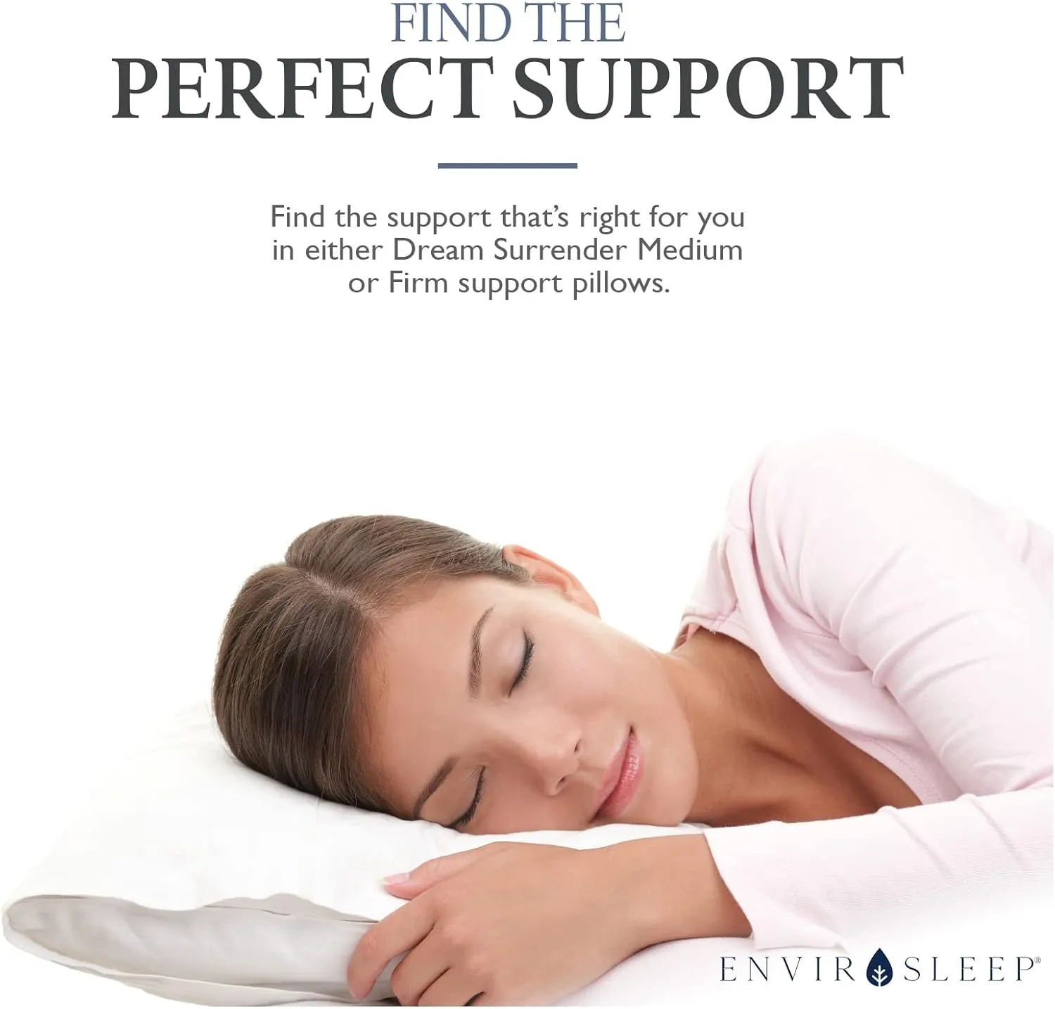 Envirosleep Dream Surrender Medium Support Pillows - Hypoallergenic Polyester Filled Cotton Shell Pillow Set, Standard Size 2 Pillow Set for Hotel or Home Use, by Manchester Mills