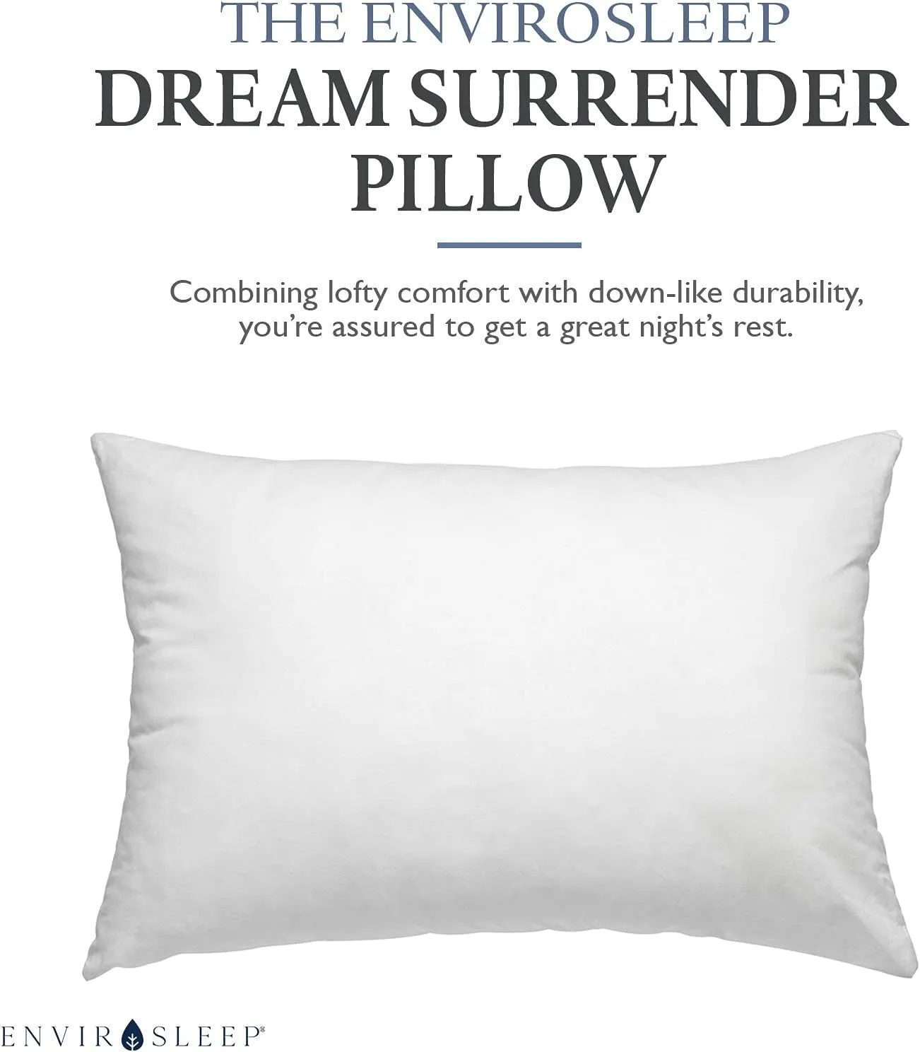 Envirosleep Dream Surrender Medium Support Pillows - Hypoallergenic Polyester Filled Cotton Shell Pillow Set, Standard Size 2 Pillow Set for Hotel or Home Use, by Manchester Mills