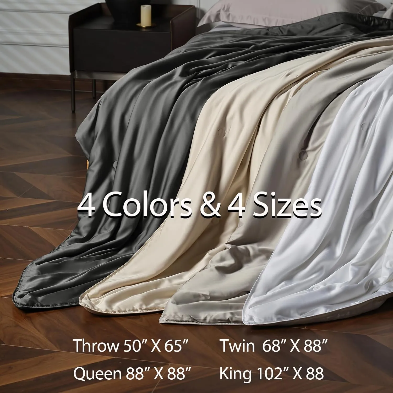 EP Mode Mulberry Silk Filled Quilt with 100% Viscose from Bamboo Fabric, Natural Lightweighted Cooling Comforter (Oatmeal, King 102” X 88”)