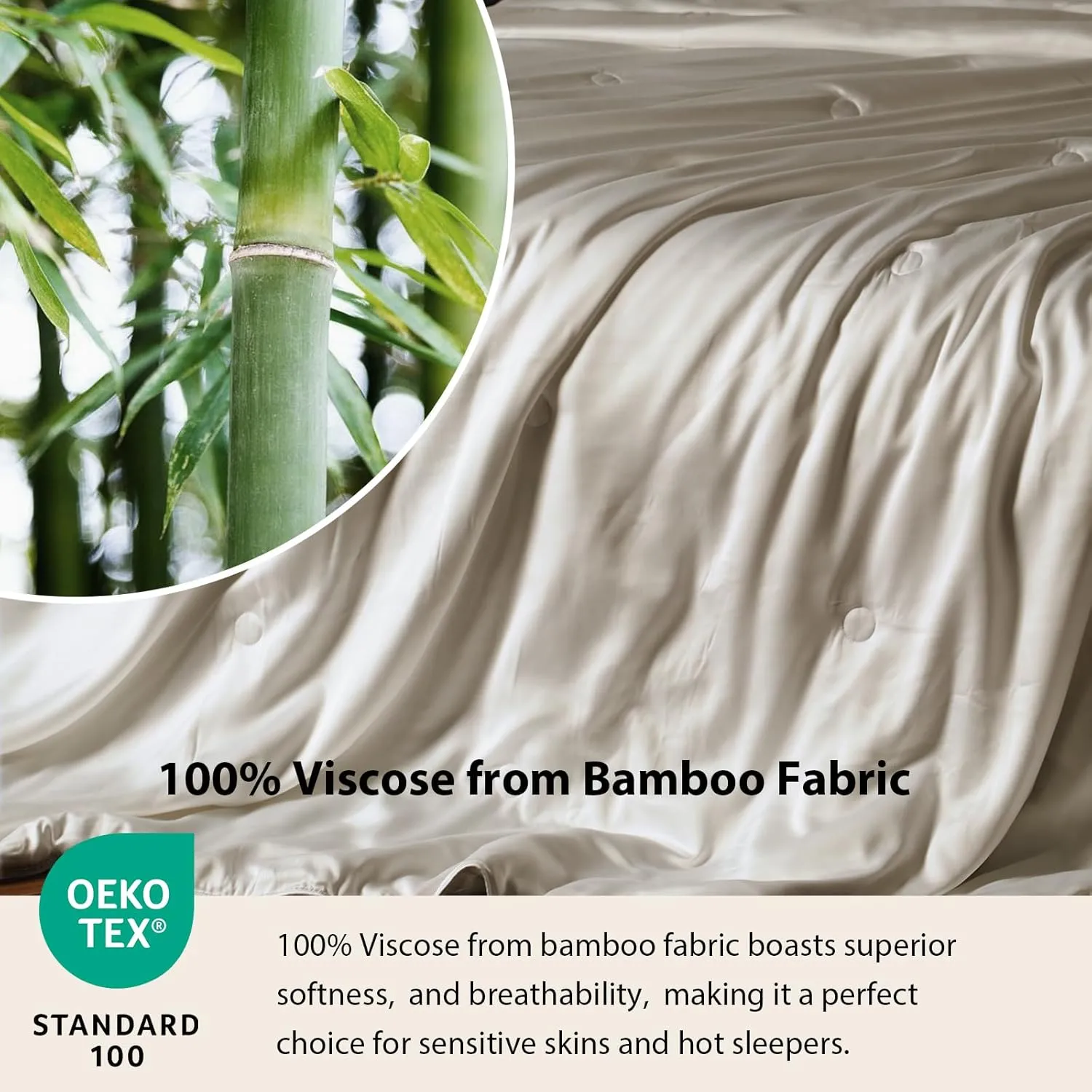 EP Mode Mulberry Silk Filled Quilt with 100% Viscose from Bamboo Fabric, Natural Lightweighted Cooling Comforter (Oatmeal, King 102” X 88”)