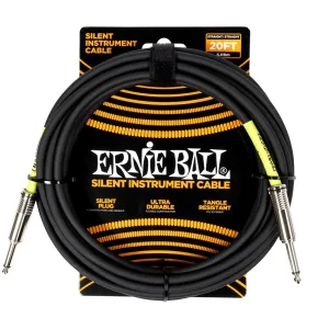 Ernie Ball Classic Silent Instrument Cable, Straight/Straight 20ft - Black