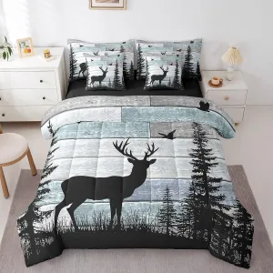 Erosebridal Rustic Queen Comforter Set 7 Pieces,Deer Bedding Sets for Boys Girls Teens,Cabin Farmhouse Western Bed in A Bag,Woodland Wildlife Forest Sheet Set with Comforter for Bedroom Decor