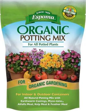 Espoma Organic Potting Soil Mix - All Natural Potting Mix For All Indoor & Outdoor Containers Including Herbs & Vegetables. For Organic Gardening, 8qt. bag. Pack of 1