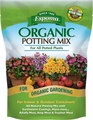 Espoma Organic Potting Soil Mix - All Natural Potting Mix For All Indoor & Outdoor Containers Including Herbs & Vegetables. For Organic Gardening, 8qt. bag. Pack of 1