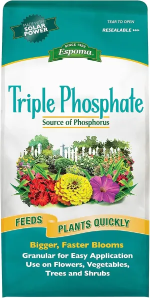 Espoma Triple Phosphate Fertilizer 0-45-0, 6.5lb. Bag; Promotes Root Growth and Blooming in All Flowering Plants, Trees, Shrubs, and Vegetables. Granular for Easy Application. Pack of One.