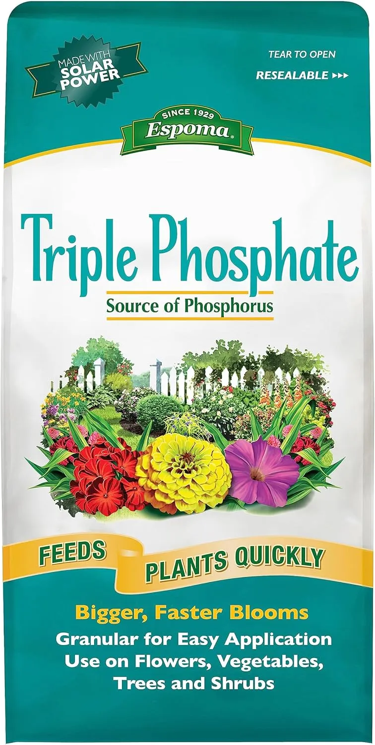 Espoma Triple Phosphate Fertilizer 0-45-0, 6.5lb. Bag; Promotes Root Growth and Blooming in All Flowering Plants, Trees, Shrubs, and Vegetables. Granular for Easy Application. Pack of One.