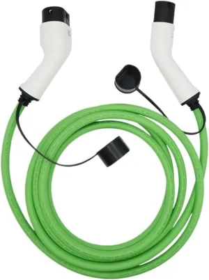EV Charger Cable Type 2 11kw Fast EV Charging Cable 3 Phase Mennekes Electric Car Vehicle IEC 62196-2 Female to Male Plug 5M with Storage Bag (Color : Green 16A3P 11KW)