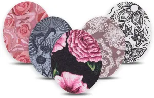 ExpressionMed - Adhesive Patch Universal Oval Shape (5-Pack) - Made in The USA, Waterproof, Split Backing, CGM Tape (Floral Variety Pack) (Oval)