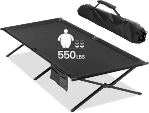 Extra Wide Camping Cot for Adults XXL Sleeping Cots Oversized Folding Cot Bed with Carry Bag, 82.7" L x 35.4" W, Support to 550 lbs