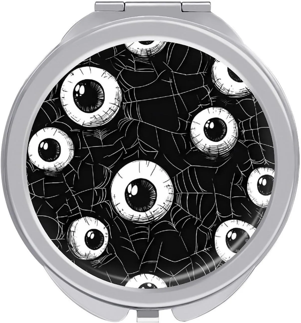 Eyeball on Spider Web Compact Travel Makeup Mirror 1X/2X Magnification Portable Pocket Purse Mirror